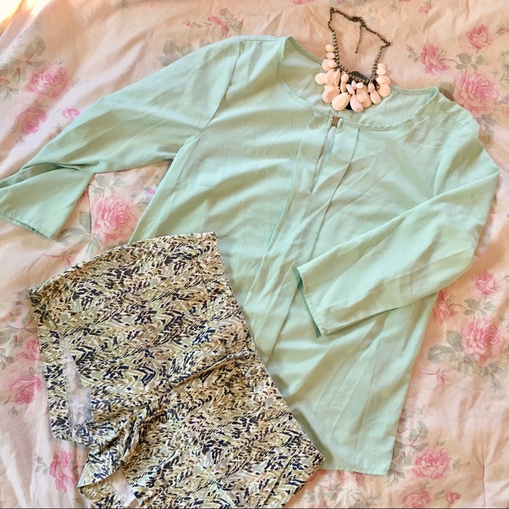 Mint green H&M blouse